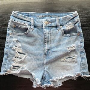 American Eagle Outfitters Ripped Jean Shorts - Light Blue